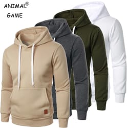 mens casual hooded pullover, lightweight streetwear sweatshirt with drawstring hood & collar