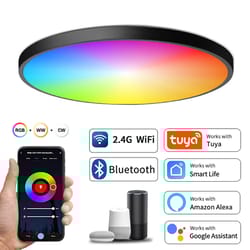 tuya smart wifi ble led ceiling light, 24w rgbcw round lamp, alexa voice control, 16m colors, indoor lighting