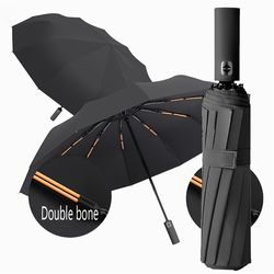 12-bone black glue fully automatic umbrella with durable keel, 3-fold uv resistant windproof design