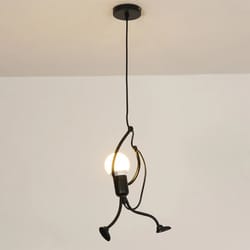 vintage iron little man modern arts chandelier, creative led ceiling lamp for home, living room, children bedroom decor
