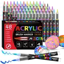 waterproof acrylic marker pen set, diy brush tip drawing paint marker, art school supplies stationery kit