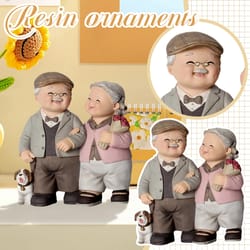 elderly couple statue garden decorations, grandparents and parents anniversary wedding gift, elderly life home gift
