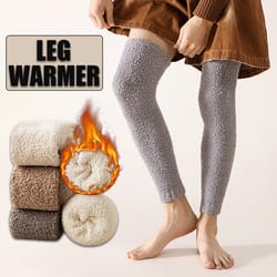 1 pair men cozy over-the-knee thermal leg warmers, soft, comfortable long socks for winter, high-quality fashion male