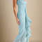 2025 Spring Summer Womens Mesh Camisole Dress with Ruffled Hem, Ruched Sleeveless Party Evening Wear in Flowy Elegant
