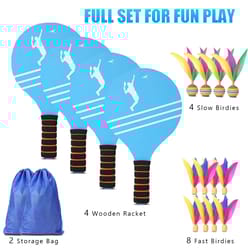 kids badminton set, 2 rackets & birdies, outdoor sports toys for children, family beach yard games gift for boys & girl