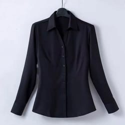 professional women's short sleeve black shirt, high elasticity business casual workwear, new summer style blouse