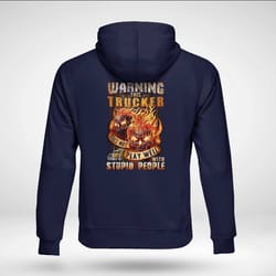 this trucker does not play well with stupid people- aop hoodie / navy