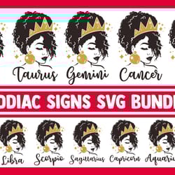 zodiac svg bundle sign astrology horoscope afro aries taurus gemini leo virgo libra cricut
