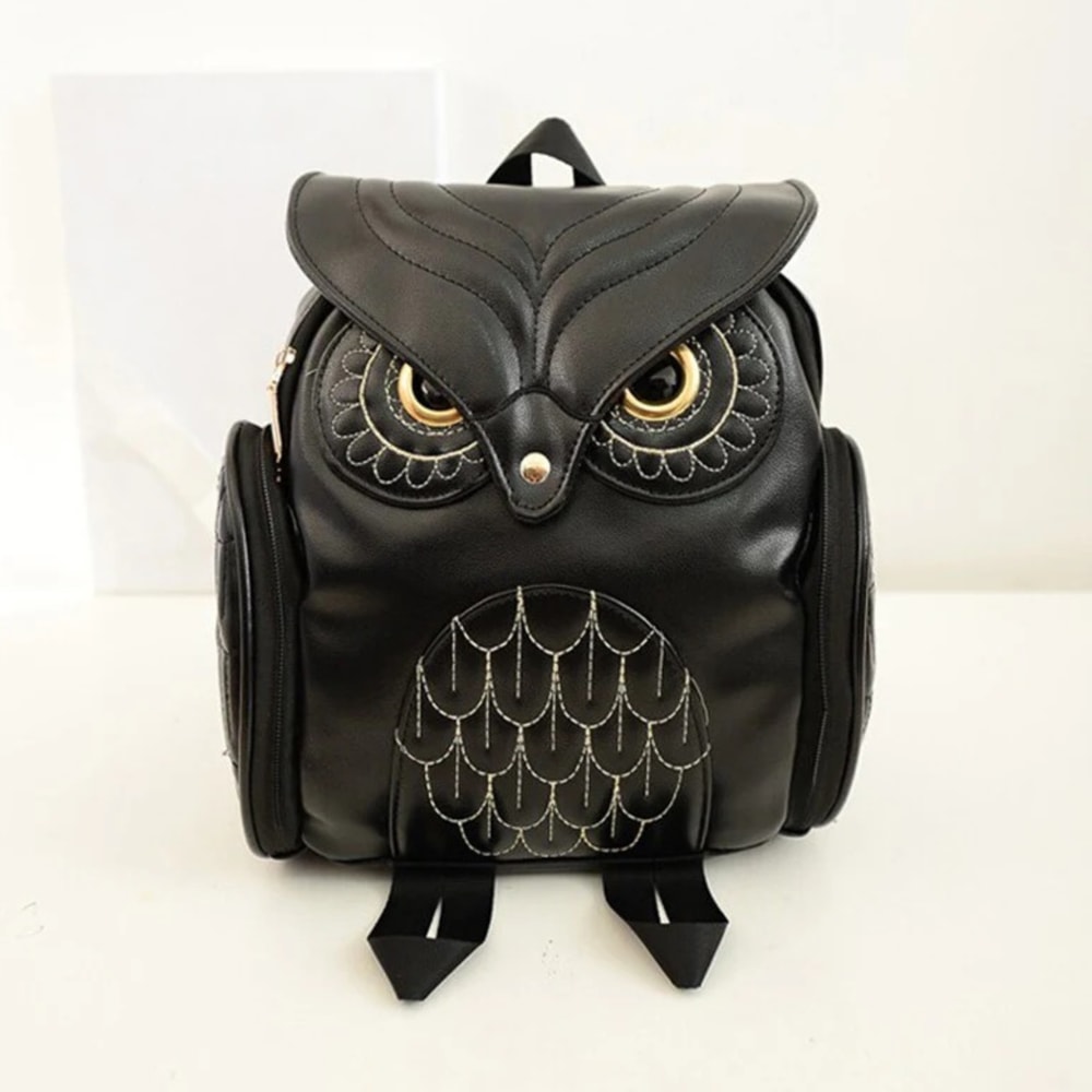 Black PU Leather Owl Backpack for Women (1).png