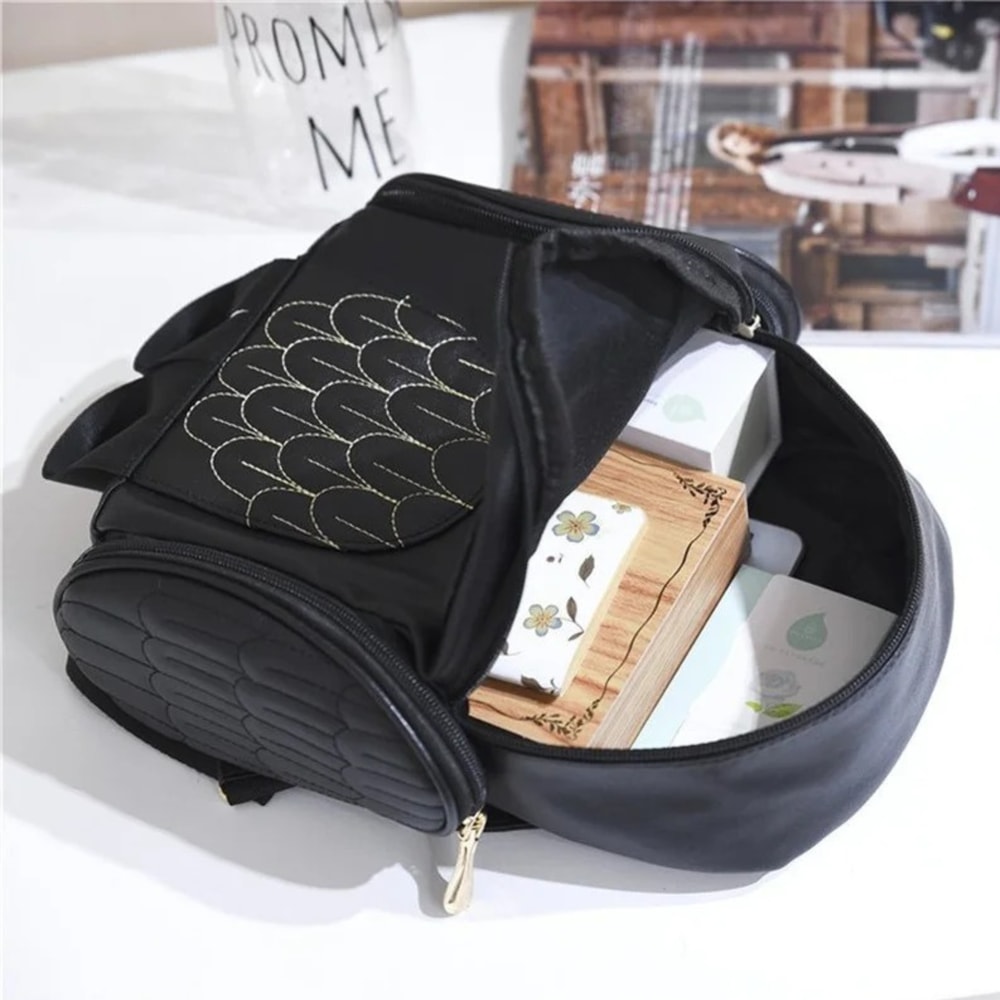 Black PU Leather Owl Backpack for Women (10).png