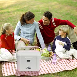 portable car refrigerator fridge camping cooler box with real time temperature monitoring for outdoor bbq, fishing