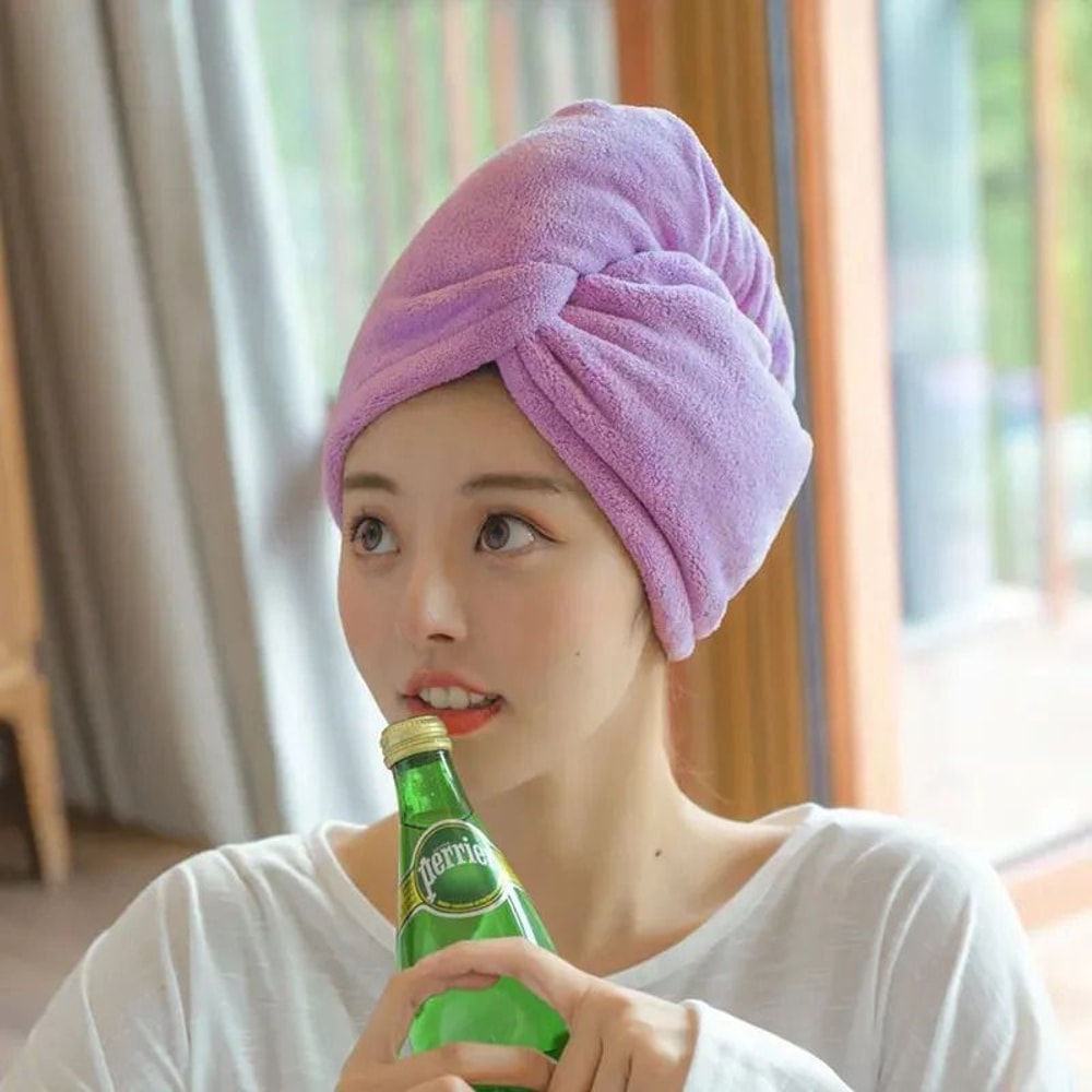 QuickDry Turban for Hair Soft Bath Towel Fiber Cap for Sports Bathroom and Wet Face Care