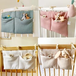 baby bed headboard organizer crib storage bag & diaper holder for newborn