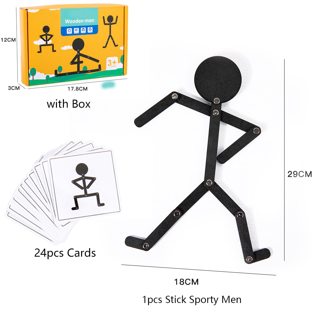 Stick Sporty Men Puzzle Set Early Learning Montessori Material For Kids 3 Brain Teaser Fine Motor 6