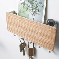 wall hanging bamboo key holder, stylish coat hooks & organizer for home decoration