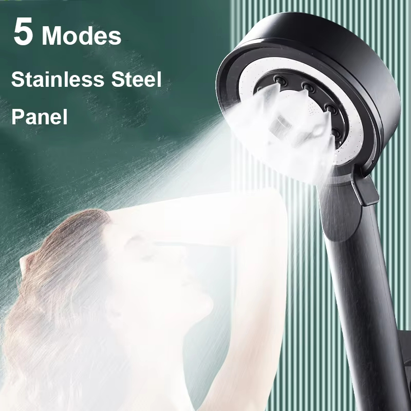 High Pressure Handheld Shower Head 5 Modes WaterSaving Nozzle with Spa Massage Pressurized Spray