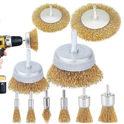 coarse crimped wire wheel brush set, 1/4 shank drill attachment for rust & paint removal