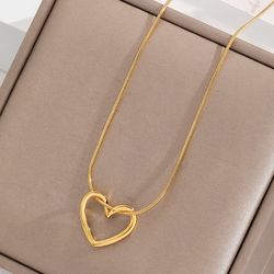 fashion twist heart pendant necklace for women, gold plated stainless steel jewelry, elegant gift for her