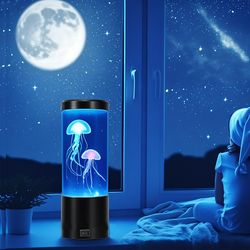 kantutoe jellyfish lava lamp, 7-color led mood light for aquarium, ocean-themed bedroom, desktop decoration, unique gift