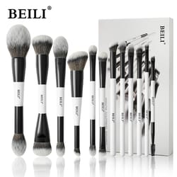 beili makeup brushes 12 pieces, eyeshadow eyeliner concealer brush, double-sided face brush