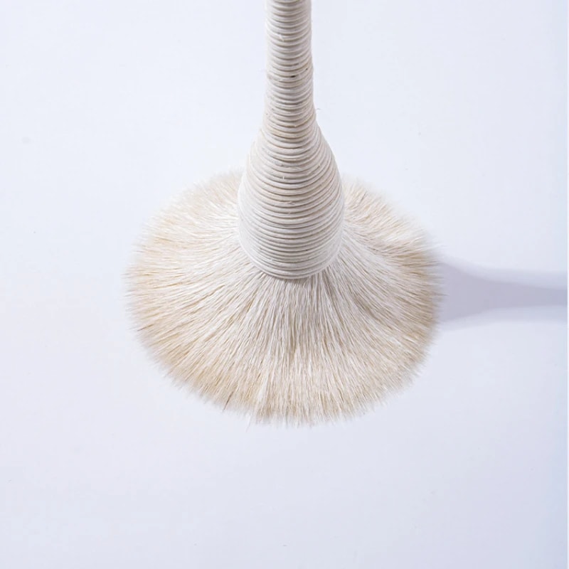 Profesional Foundation Blush Makeup Brushes, Flat Goat Wool Rattan Brush, Loose Powder Contour for Beauty Make Up