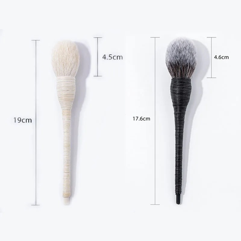 Profesional Foundation Blush Makeup Brushes, Flat Goat Wool Rattan Brush, Loose Powder Contour for Beauty Make Up