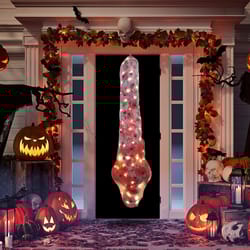 light up cocoon corpse prop,59 inch scary hanging dead body with led string lights for outdoor haunted house & halloween