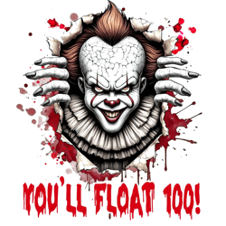you ll float too horror halloween png, halloween friends png, retro halloween png, scary movie, horror clown
