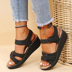 elegant women sandals, summer shoes woman, ladies wedge sandals, outdoor party shoes, comfortable female footwear