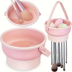 silicone makeup brush cleaner mat, drying rack and air dry tool, cosmetic brush cleaning beauty organizer kit