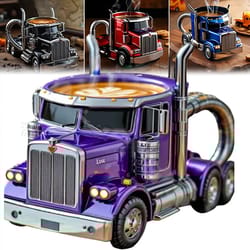 durable truck coffee mug, semi truck coffee cup, handcrafted semi trailer shaped mug for men and women