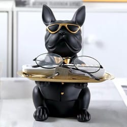 multi functional bulldog tray, creative animal statue, living room bedroom miscellaneous storage, home decoration