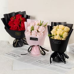 artificial soap flower rose bouquet for valentines day, wedding birthday home decoration