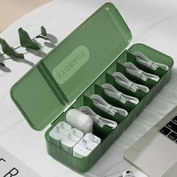 cord storage organizer for charger, data cable, and travel case, reusable storage box for home and travel