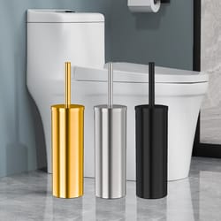 stainless steel toilet bowl brush and holder, long handle for deep cleaning and bathroom organization