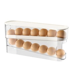 dispenser refrigerator egg storage box, double layers rolling egg holder, automatic scrolling organizer, large capacity