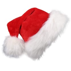 christmas santa hat, long plush holiday red hat, unisex xmas party hat for adults and kids, new year gift