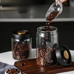 coffee bean sealed jar, glass kitchen storage, moisture-proof, vacuum pressed tea rice peanut storage