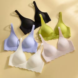 seamless women's bra, small chest, big hollow design, underwear support, non-removable semi-fixed cup, one piece striped