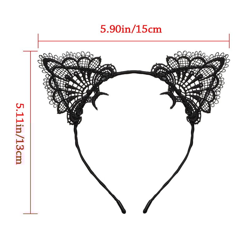 Cute Lace Black Cat Ears Headband For Women Sexy Cosplay Hair Hoop For Girls Halloween Party Decora 4