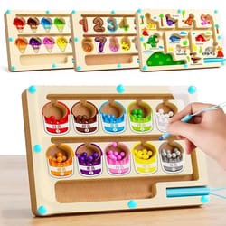 montessori magnetic color sorting maze for kids wooden educational toy, sensory play with moving beads