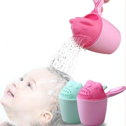 children bathing bailer, cute cartoon baby bath caps, toddler shampoo cup, baby shower spoons, hair wash tool