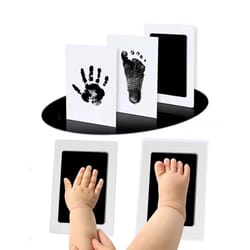 hand and footprint kit ink, newborn baby diy, photo frame handprint pads, safe clean baby shower gift