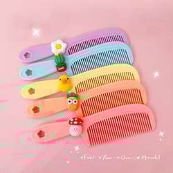portable mini hair comb cartoon for kids, cute girl student hair care, professional salon comb for black hair & wigs