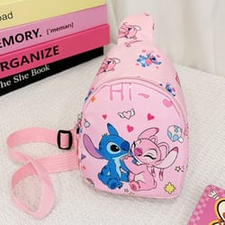 cartoon anime crossbody bag, stitch & angel sling chest bag, fashionable casual shoulder bag with coin purse