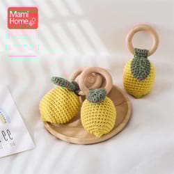 cotton music toys, baby teether, crochet lemon rattle gift