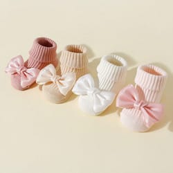 cute ankle socks for infants girls, toddler socks with bows, soft cotton anti-slip newborn baby socks