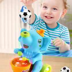 crawling sensory activity electric walking drummer elephant toy with light music - montessori learning gift for kids
