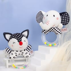 elephant plush baby rattle toys, cute infant bed toy, bear hand ring bell, educational toy for newborn