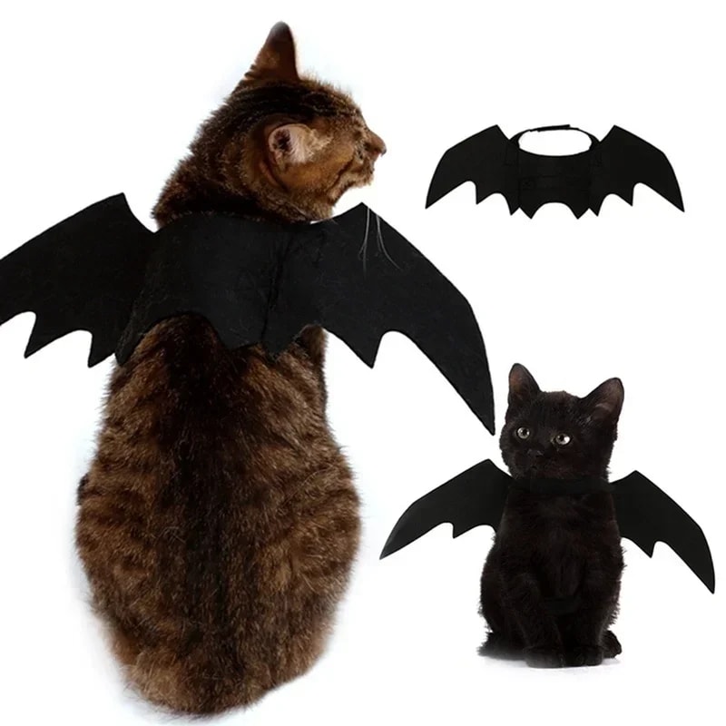 Cosplay Cat And Dog Outfit Black Bat Wings Creative Cute Pet Clothes Party Costume 3
